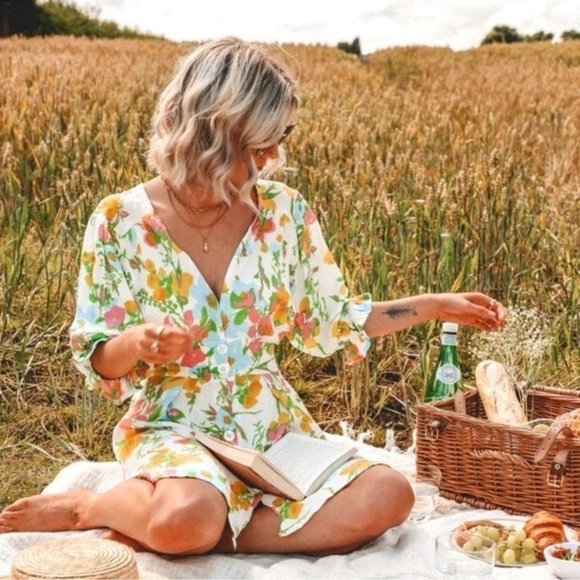 Faithfull the Brand Caliente Floral Print Mini Dress Size 6 - Picture 4 of 15